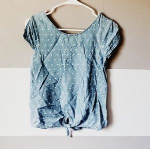 Womens polka dot denim top 👕